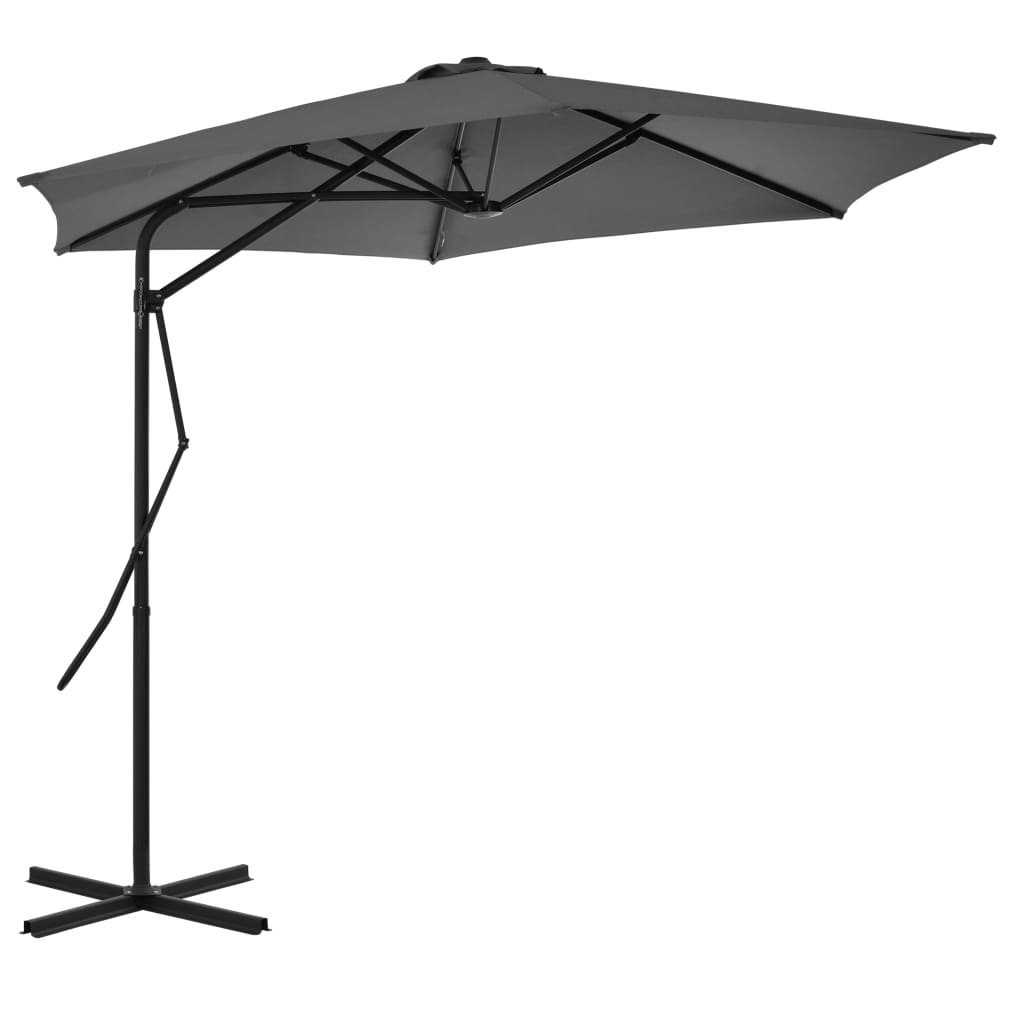 vidaXL Umbrelă de soare de exterior, stâlp din oțel, antracit, 300 cm
