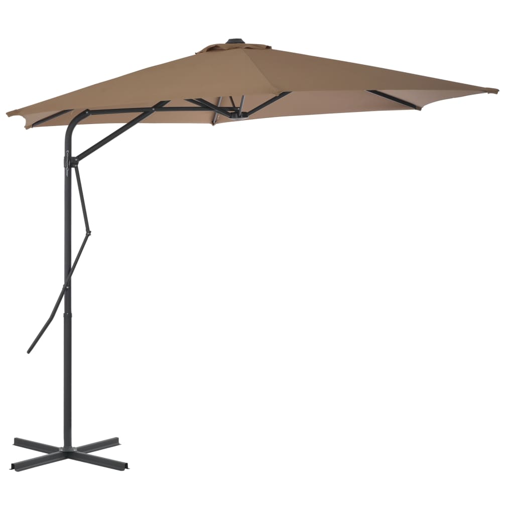 vidaXL udendørs parasol med stålstang 300 cm gråbrun