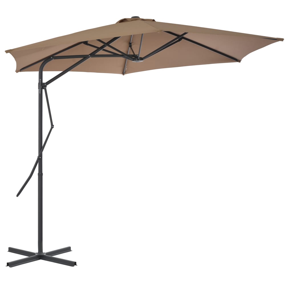 

vidaXL Parasol met stalen paal 300 cm taupe