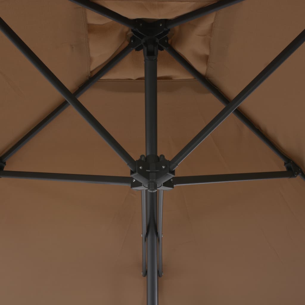 Umbrelă de soare de exterior, stâlp din oțel, gri taupe, 300 cm