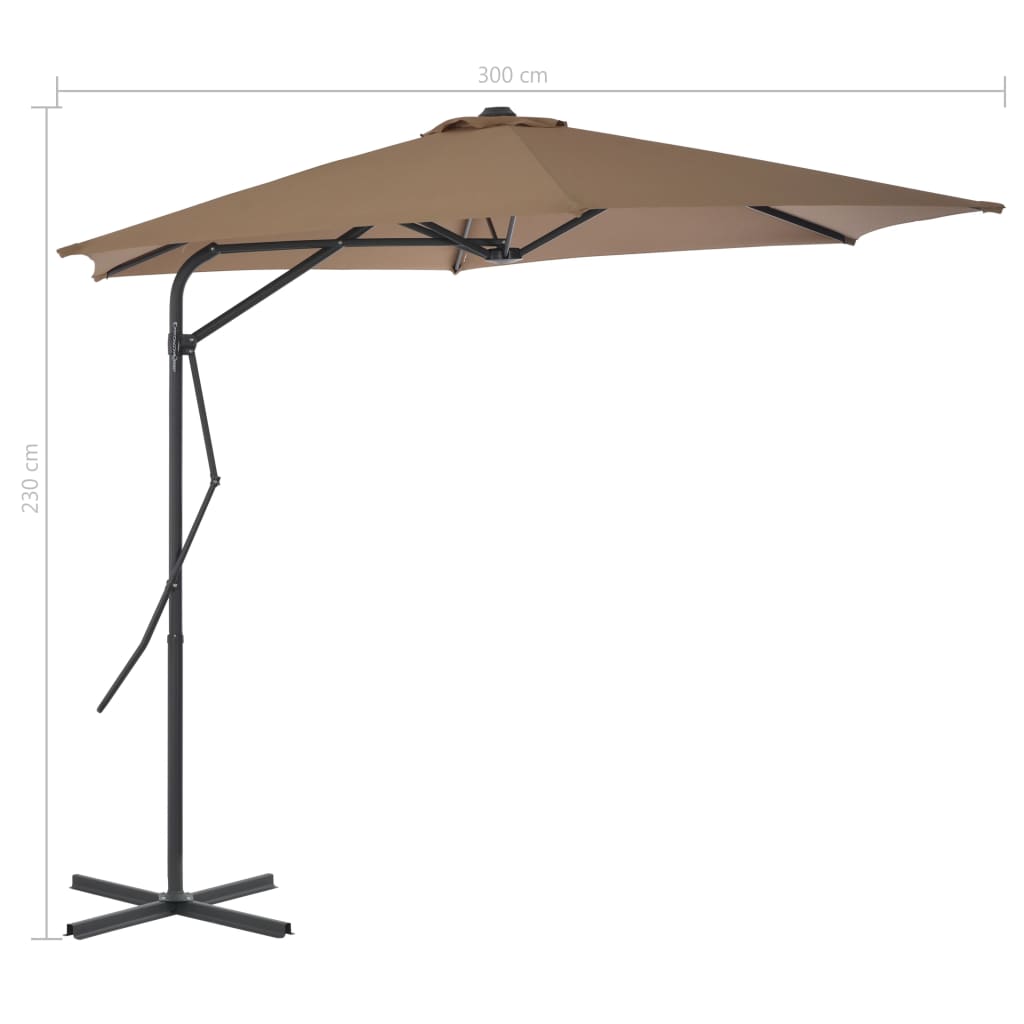 Parasol met stalen paal 300 cm taupe