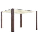 vidaXL Gazebo com teto em vime PE 300x300x200 cm castanho e creme