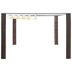 vidaXL dārza nojume ar jumtu, PE rotangpalma, 300x300x220 cm