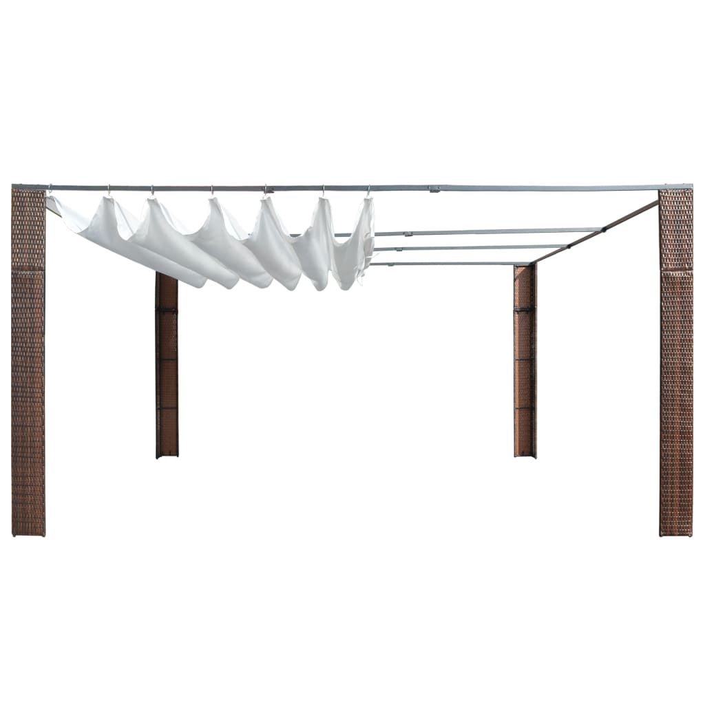 Thumbnail - vidaXL Pavillon mit Dach Poly Rattan 400x400x200 cm Braun und Creme