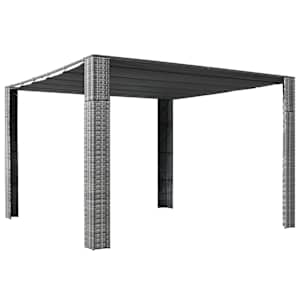 vidaXL katusega varjualune, pol&uuml;rotang 300x300x220 cm hall, antratsiit