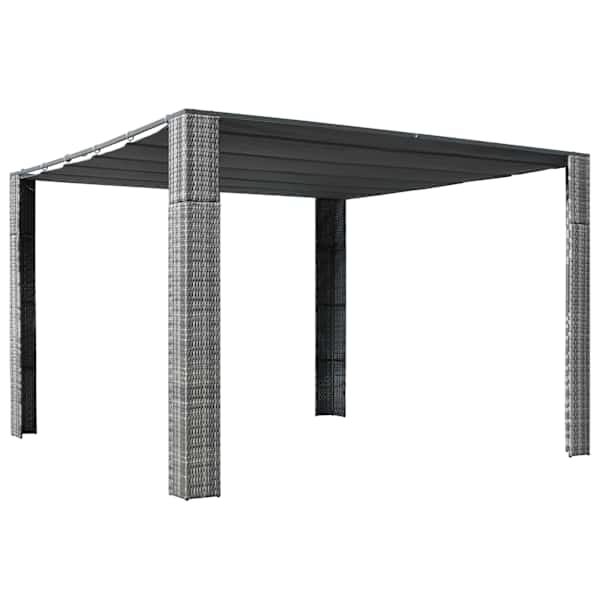 vidaXL katusega varjualune, pol&uuml;rotang 300x300x220 cm hall, antratsiit
