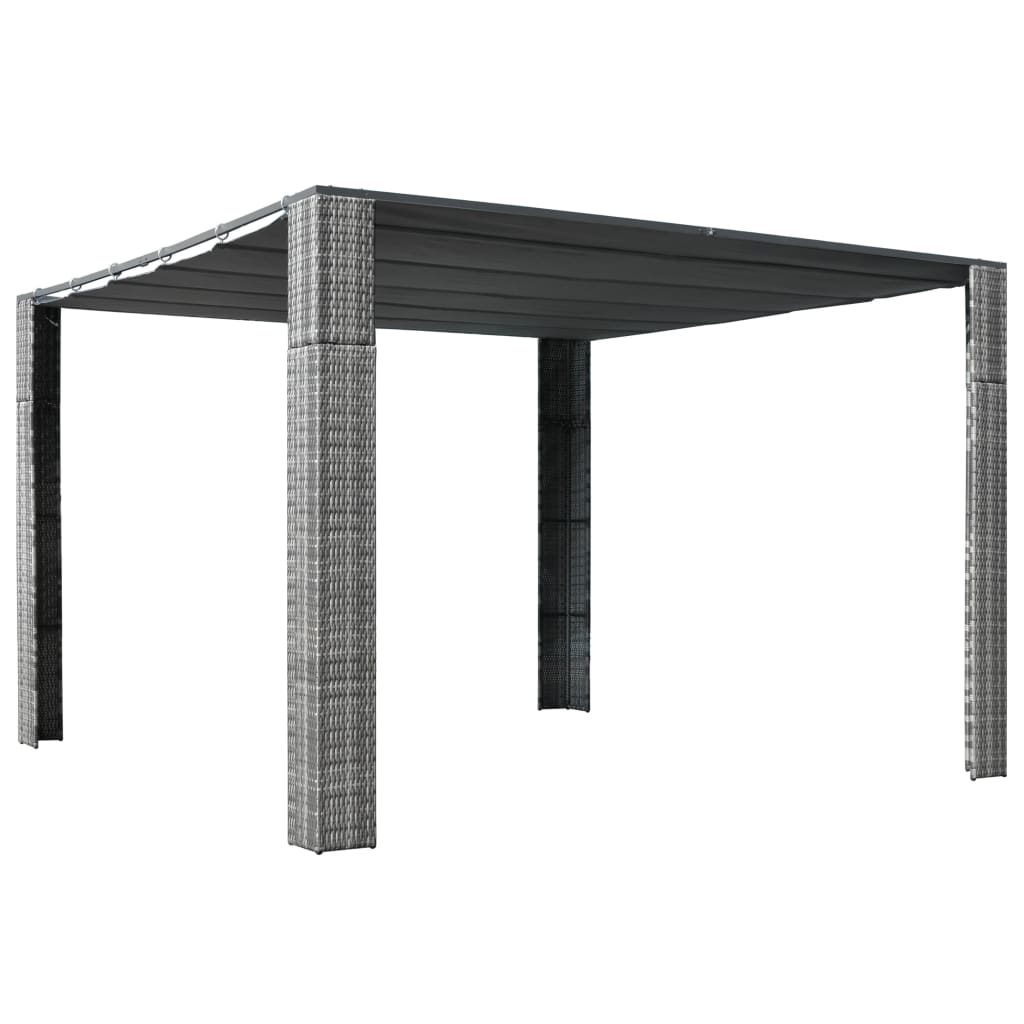 vidaXL Pavillon mit Dach Poly Rattan 300x300x200 cm Grau und Anthrazit