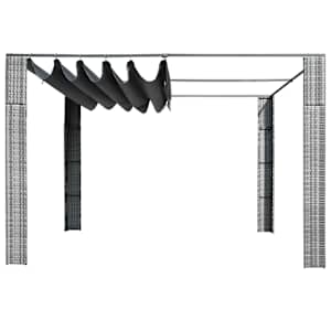 Altán se střechou polyratan 300x300x220 cm šedý a antracitový - obrázek 2