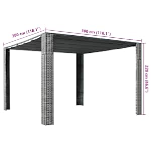 Altán se střechou polyratan 300x300x220 cm šedý a antracitový - obrázek 4