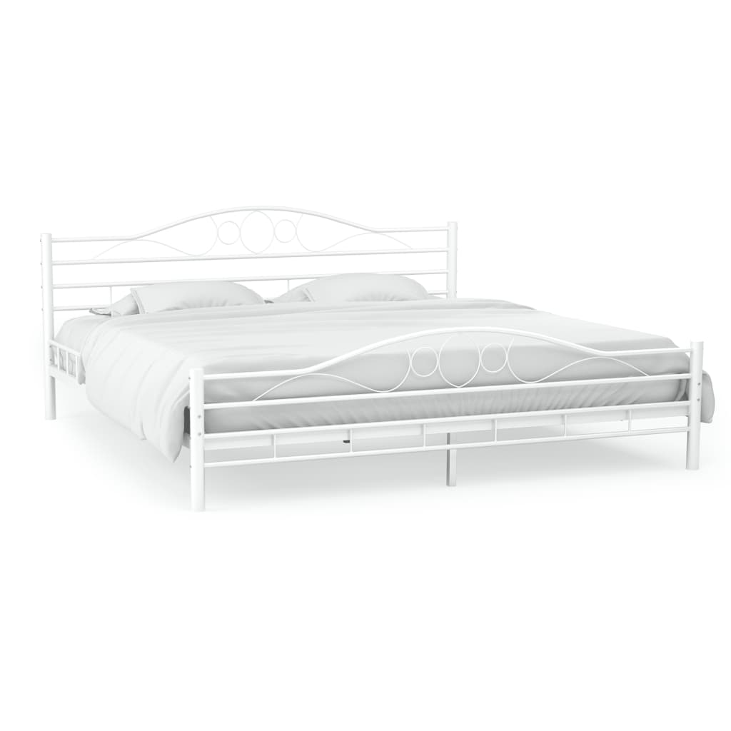 TopSellers-White Metal Bed Frame - Elegant Modern Double Bedroom Furniture