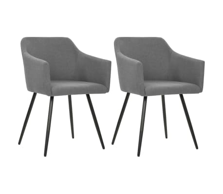 vidaXL Chaises de salle à manger 2 pcs Gris clair Tissu vidaXL Chaises de salle à manger 2 pcs Gris clair Tissu