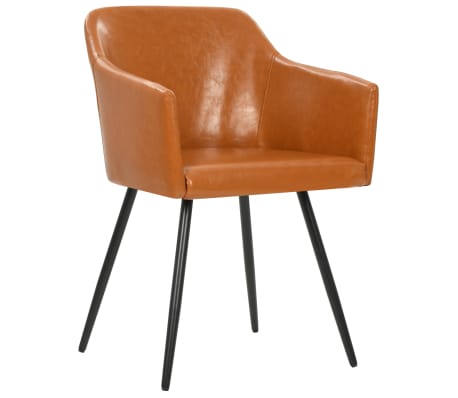 vidaXL Valgomojo kėdės, 2 vnt., rudos, dirbtinė oda