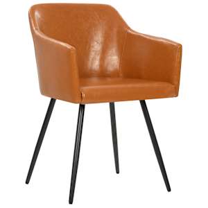 vidaXL Valgomojo kėdės, 2 vnt., rudos, dirbtinė oda