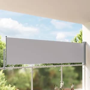 Terasová zatahovací boční markýza 100 x 300 cm šedá - obrázek 1