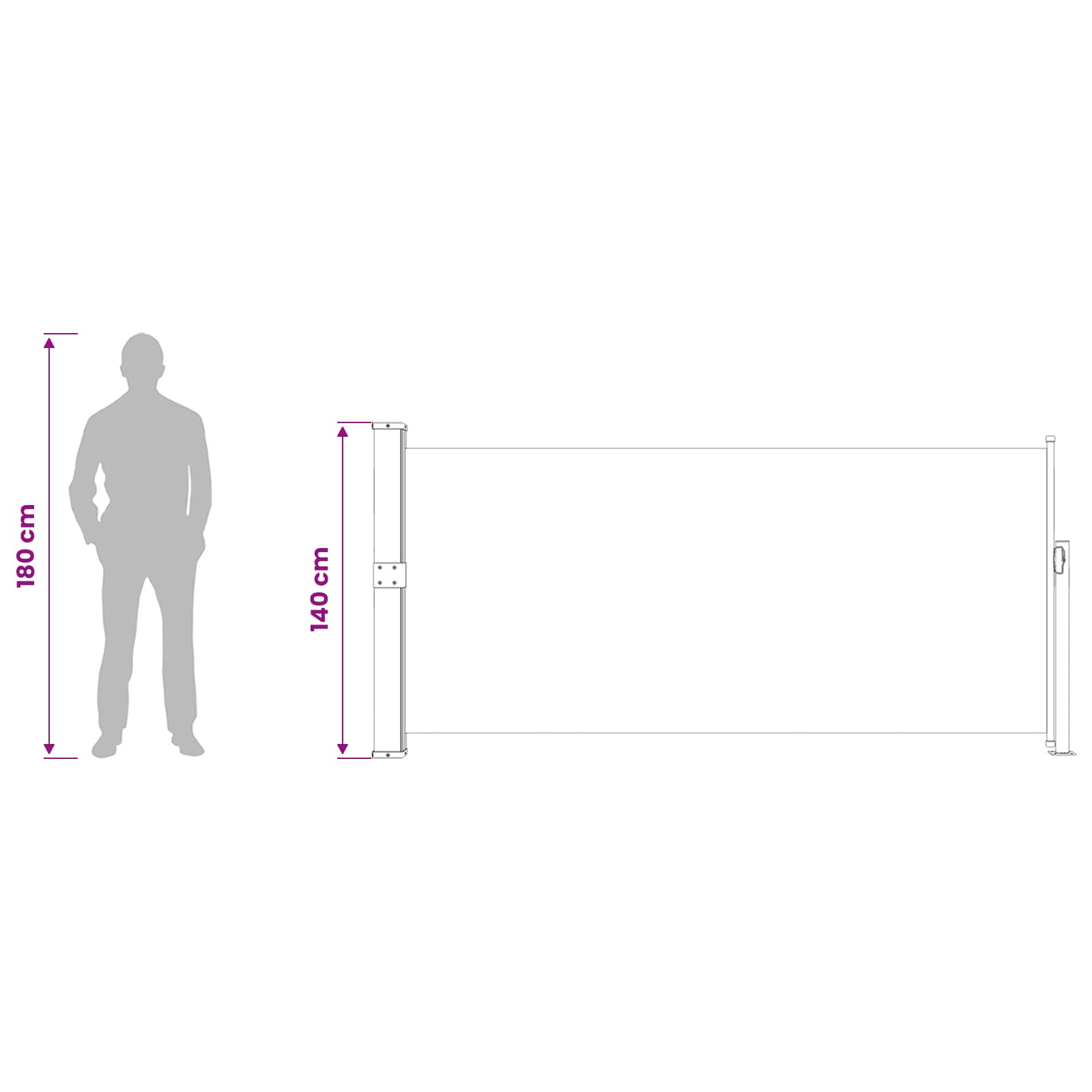 vidaXL Ausziehbare Seitenmarkise 140x314 cm Creme – Bild 15