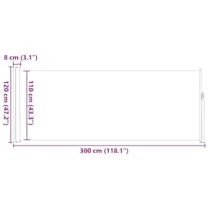 Zatahovací boční markýza / zástěna 120 x 300 cm černá - obrázek 13