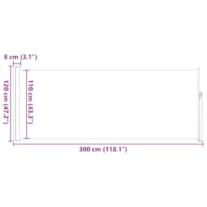 Zatahovací boční markýza / zástěna 120 x 300 cm šedá - obrázek 13