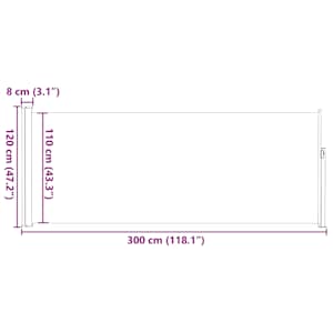 Zatahovací boční markýza / zástěna 120 x 300 cm hnědá - obrázek 13