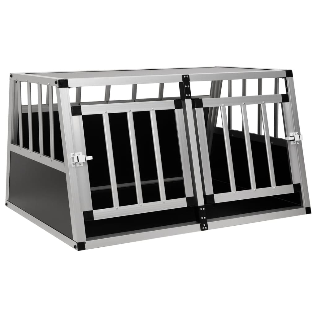 Cage de transport en aluminium à double porte pour chien - 89x69x50 cm