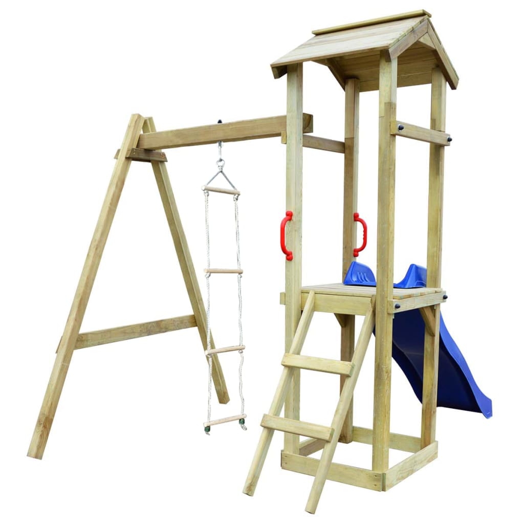 vidaXL Speelhuis met glijbaan en ladders 237x168x218 cm FSC hout