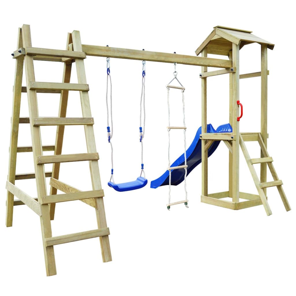 VidaXL - vidaXL Speelhuis met glijbaan, ladders en schommel 286x237x218 cm hout