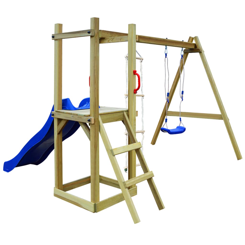 vidaXL Speelhuis met glijbaan, ladders en schommel 242x237x175 cm hout