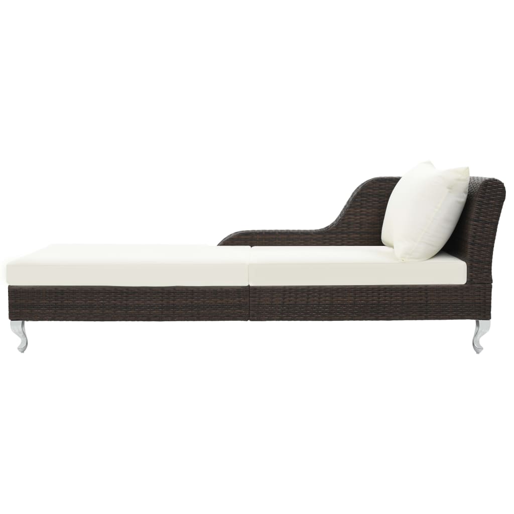 vidaXL Chaise longue avec coussin Résine tressée Marron