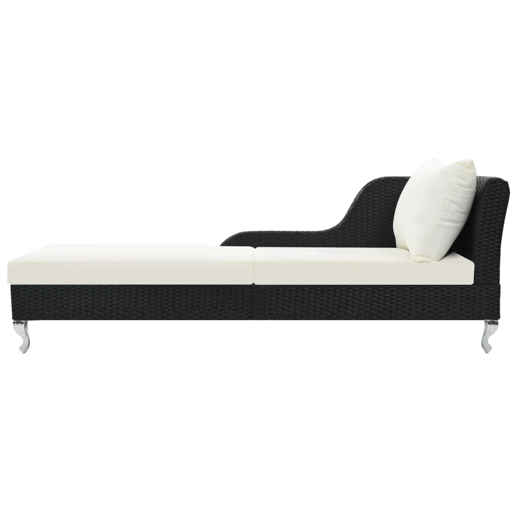 

vidaXL Ligbed met kussen poly rattan zwart