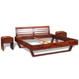 vidaXL Estrutura cama c/ 2 mesas de cabeceira acácia maciça 180x200cm