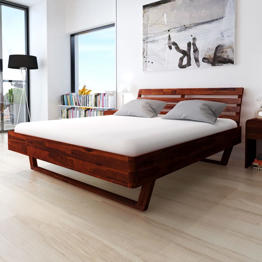 Sängynrunko ja 2 yöpöytää akaasiapuu 180×200 cm