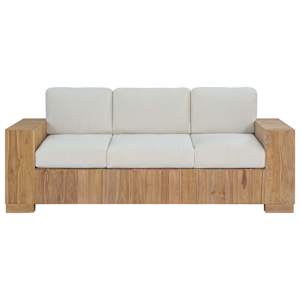 vidaXL Sofa su pagalvėlėmis, tikmedžio medienos masyvas, trivietė