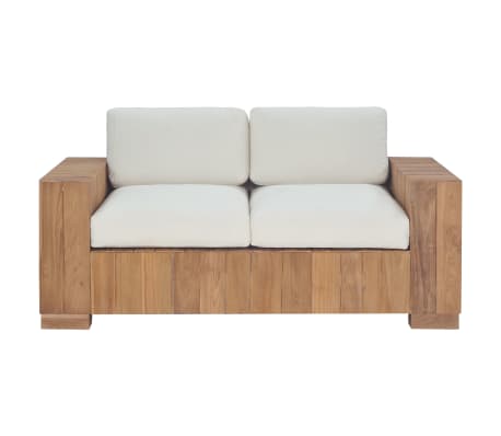 vidaXL Sofa su pagalvėlėmis, tikmedžio medienos masyvas, dvivietė