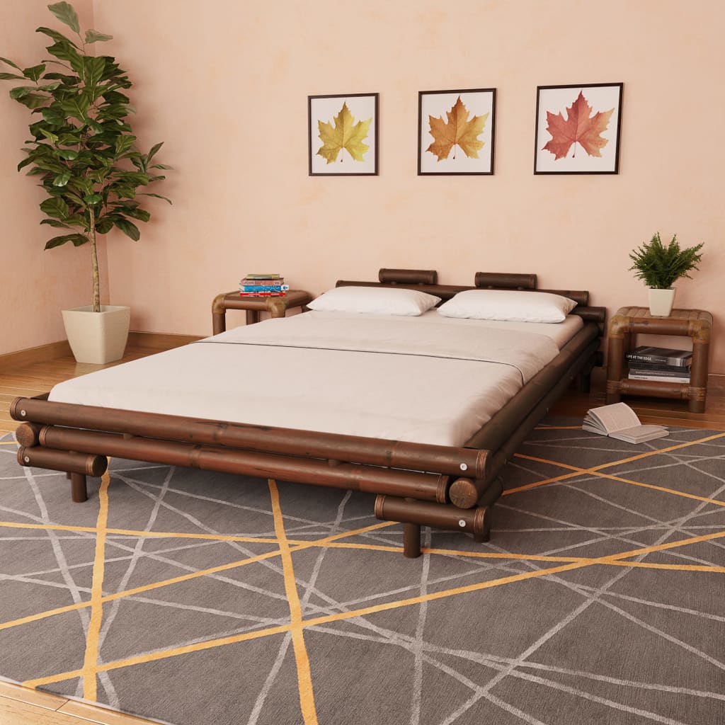 Rám postele tmavě hnědý bambus 140 x 200 cm