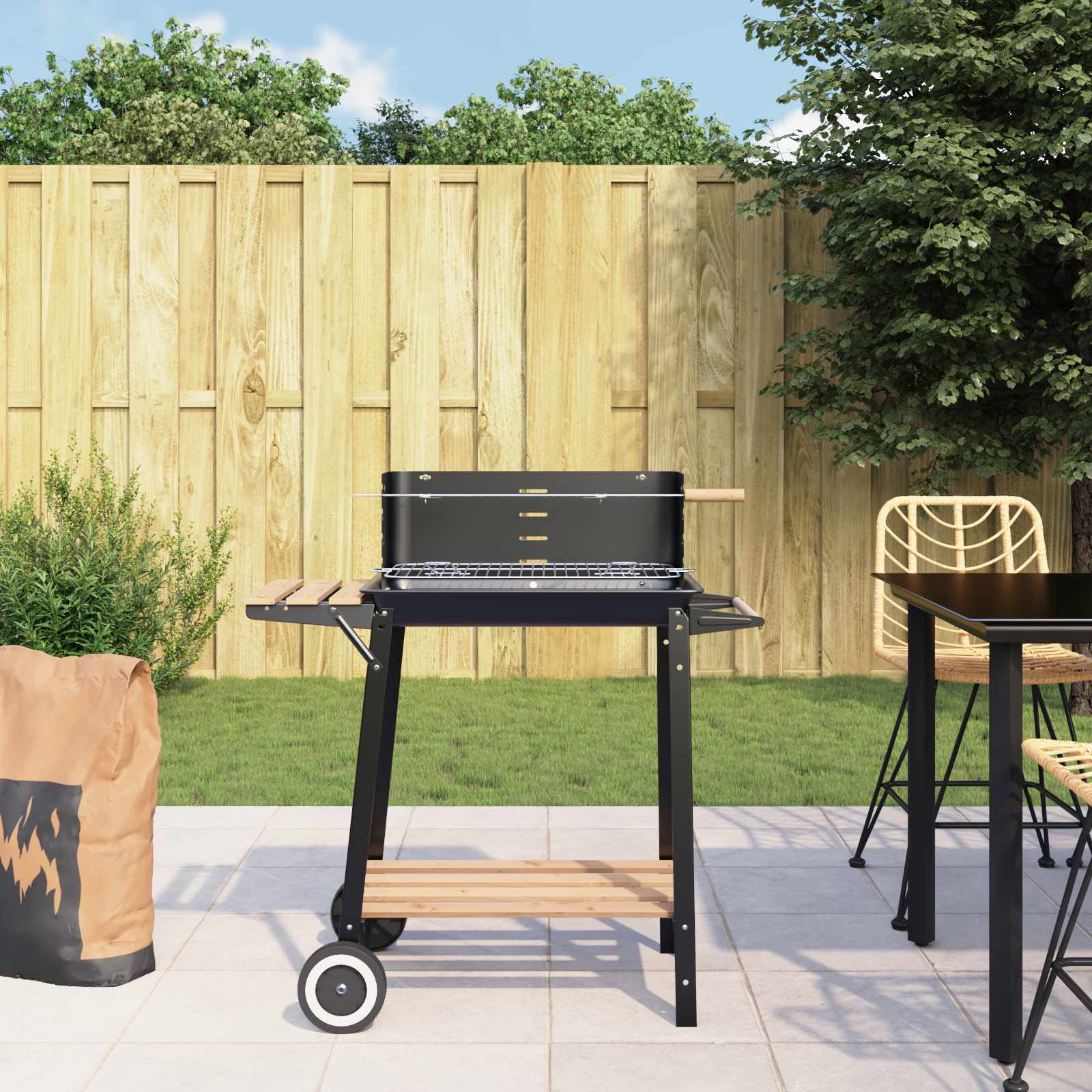 vidaXL Kullgrill med hjul