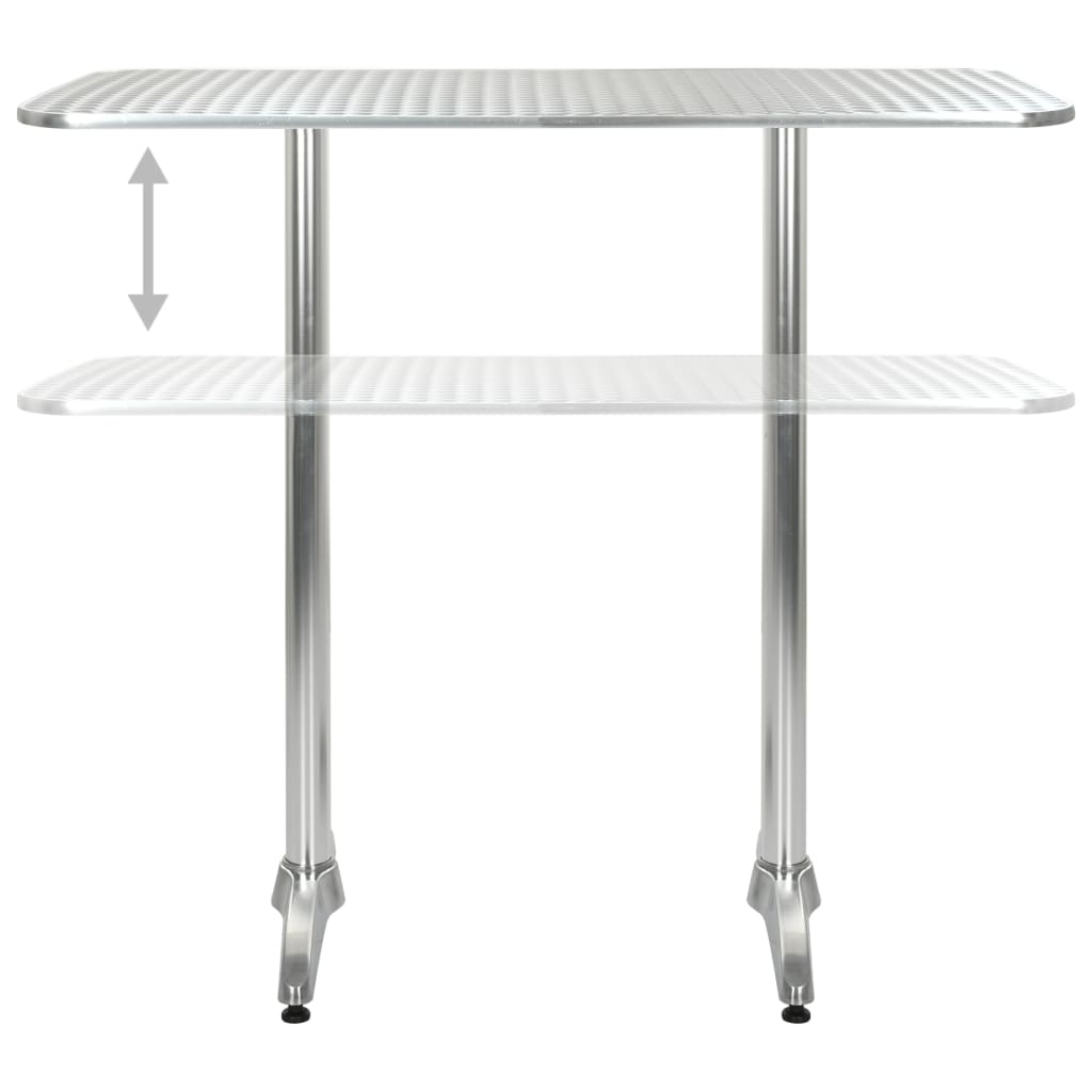 vidaXL Puutarhapöytä hopea 120x60x(70-110) cm alumiini