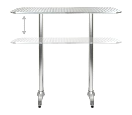 vidaXL Vrtna miza srebrna 120x60x(70-110) cm aluminij