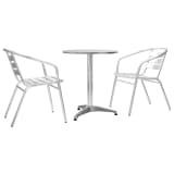 vidaXL 3-tlg. Bistroset mit Rundem Tisch Silbern Aluminium