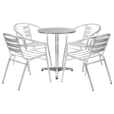 vidaXL 5-tlg. Essgruppe mit Rundem Tisch Silbern Aluminium