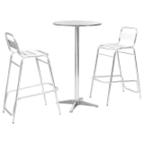 vidaXL 3-tlg. Bar-Set mit Rundem Tisch Silbern Aluminium