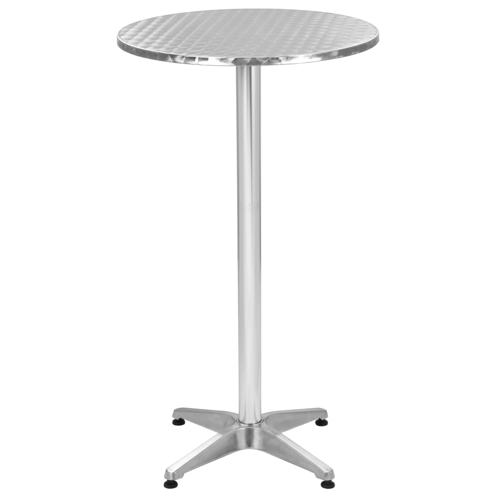 vidaXL Meble barowe z okrągłym stolikiem, 3 szt., srebrne, aluminium