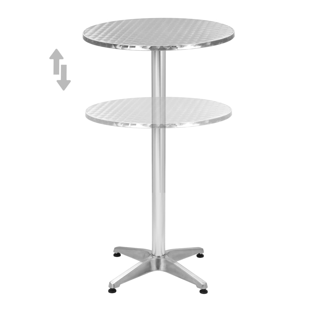 vidaXL Set da Bar 3 pz Tavolo Rotondo Argento in Alluminio Sgabelli Sedie Alte