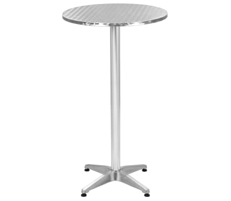 vidaXL Meble barowe z okrągłym stolikiem, 3 szt., srebrne, aluminium