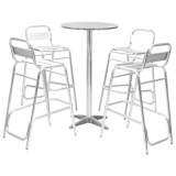vidaXL 5-tlg. Bar-Set mit Rundem Tisch Silbern Aluminium