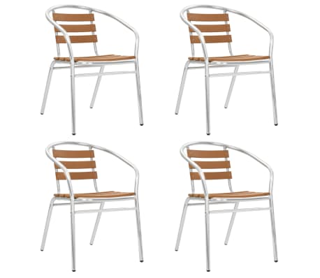 vidaXL Mobilier à dîner d'extérieur 5 pcs Aluminium et WPC Argenté