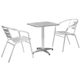 vidaXL 3-tlg. Bistroset mit Quadratischem Tisch Silbern Aluminium