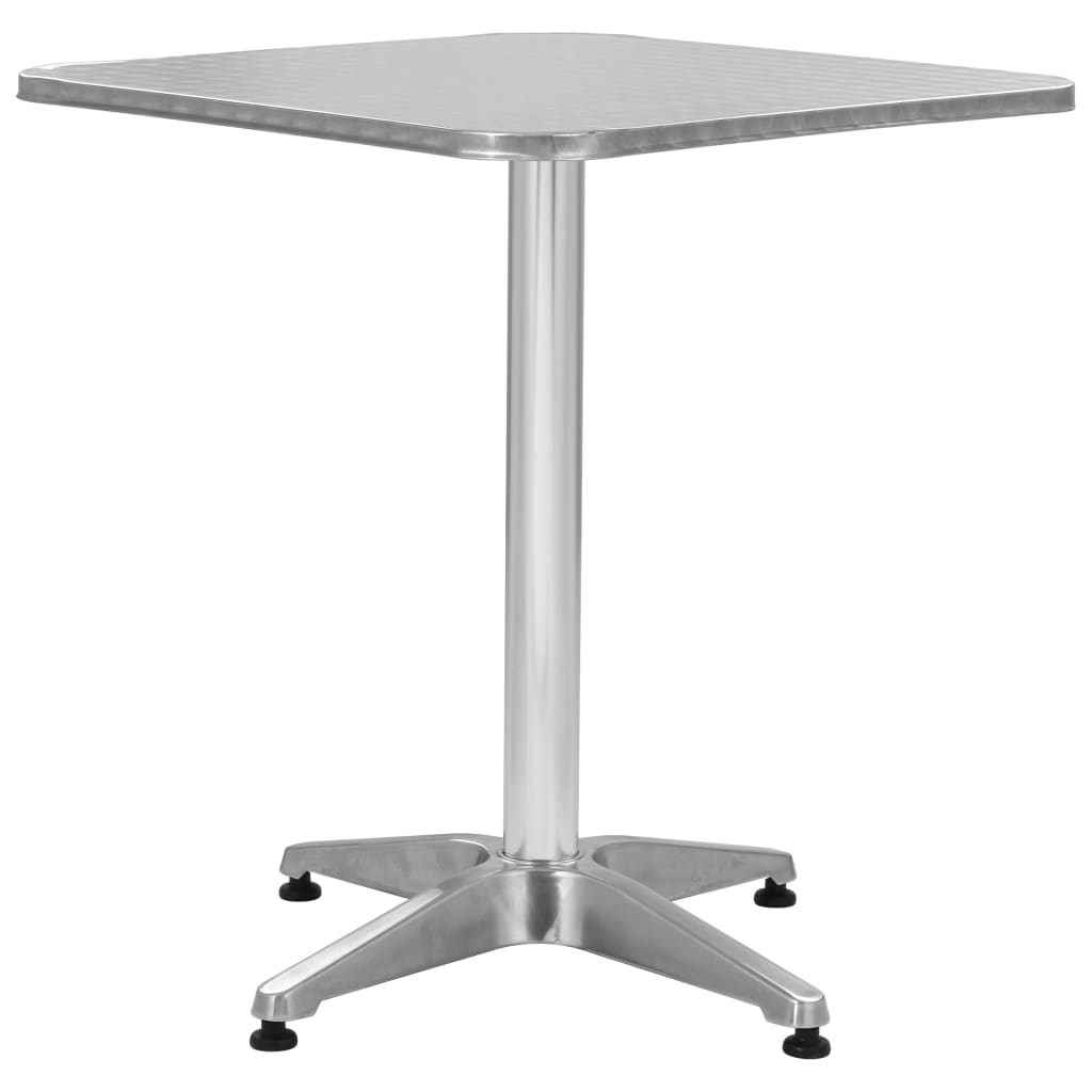 vidaXL Bistroset met vierkante tafel 3-delig aluminium zilverkleurig