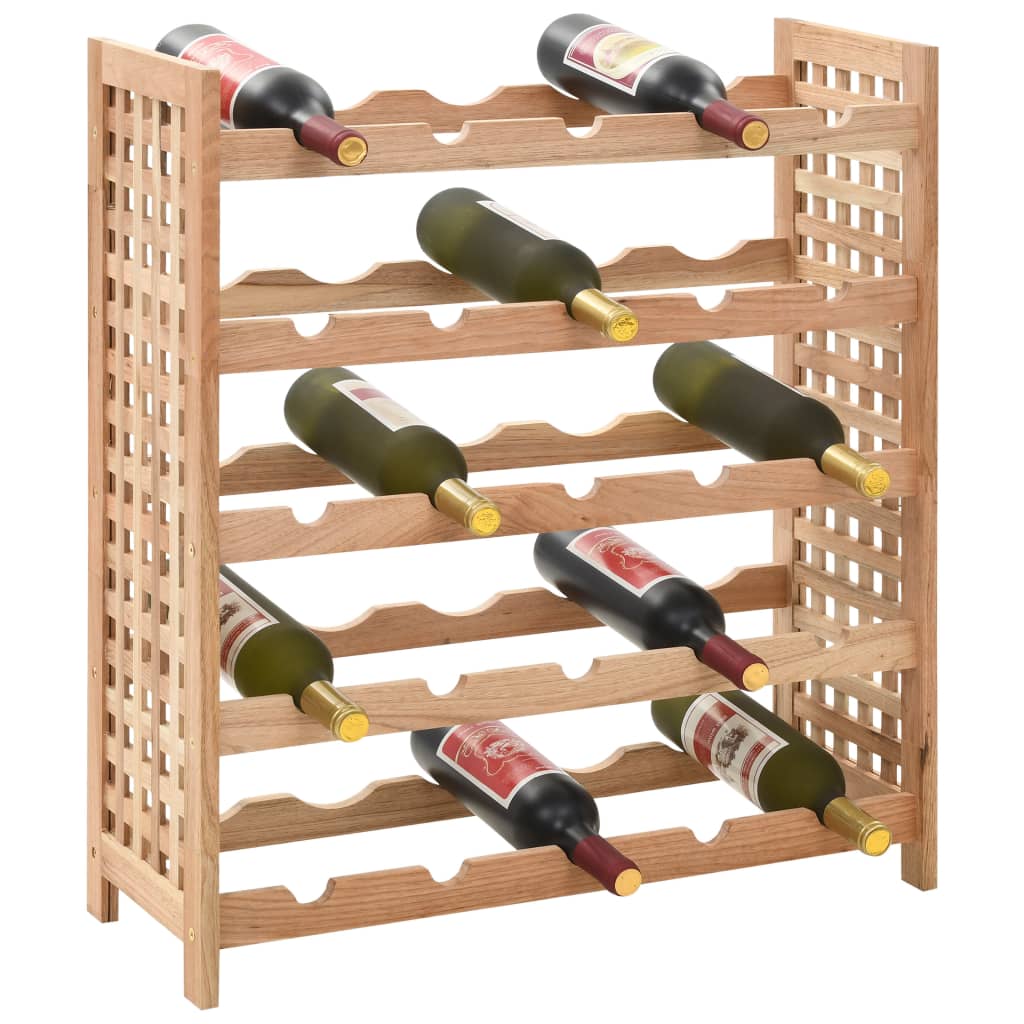Suport sticle vin pentru 25 sticle, 63x25x73 cm, lemn masiv nuc