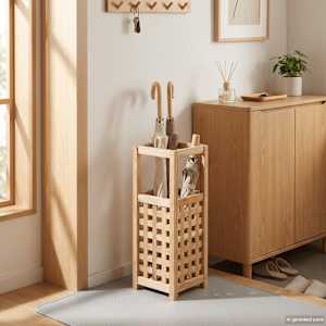 Stojalo za dežnike iz trdne orehovine 18x18x50 cm