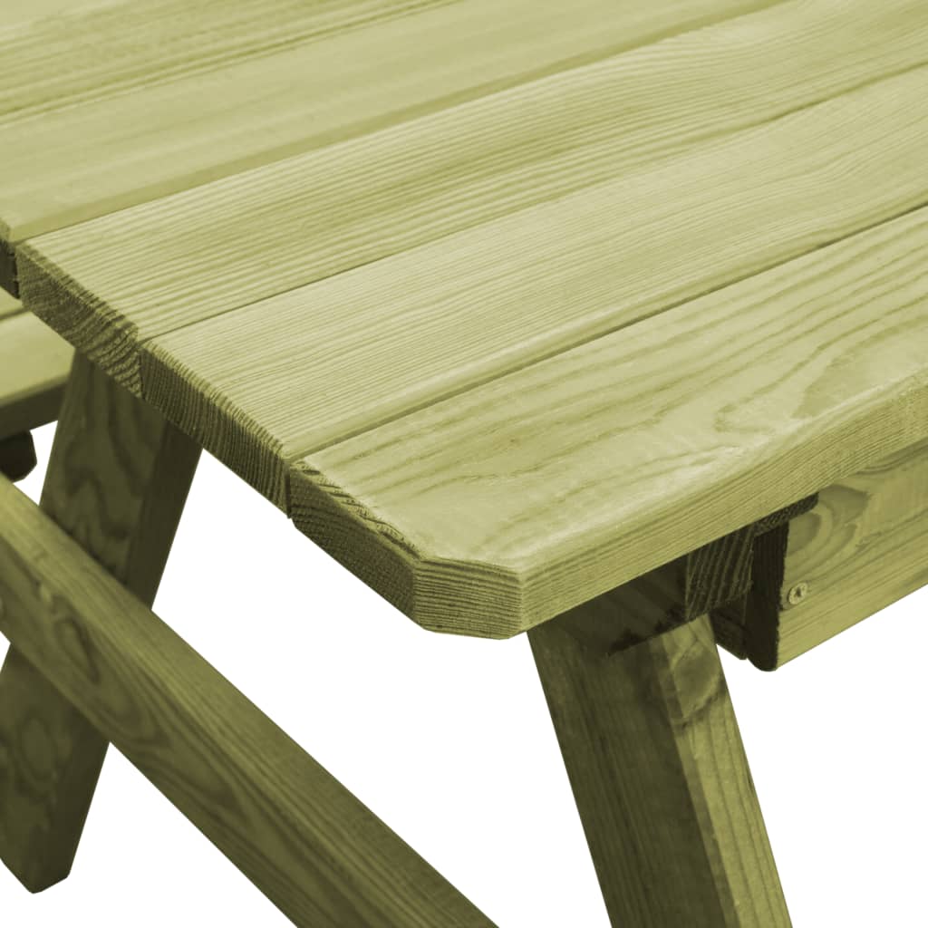 Impregnált fenyőfa piknik asztal padokkal 90 x 90 x 58 cm 