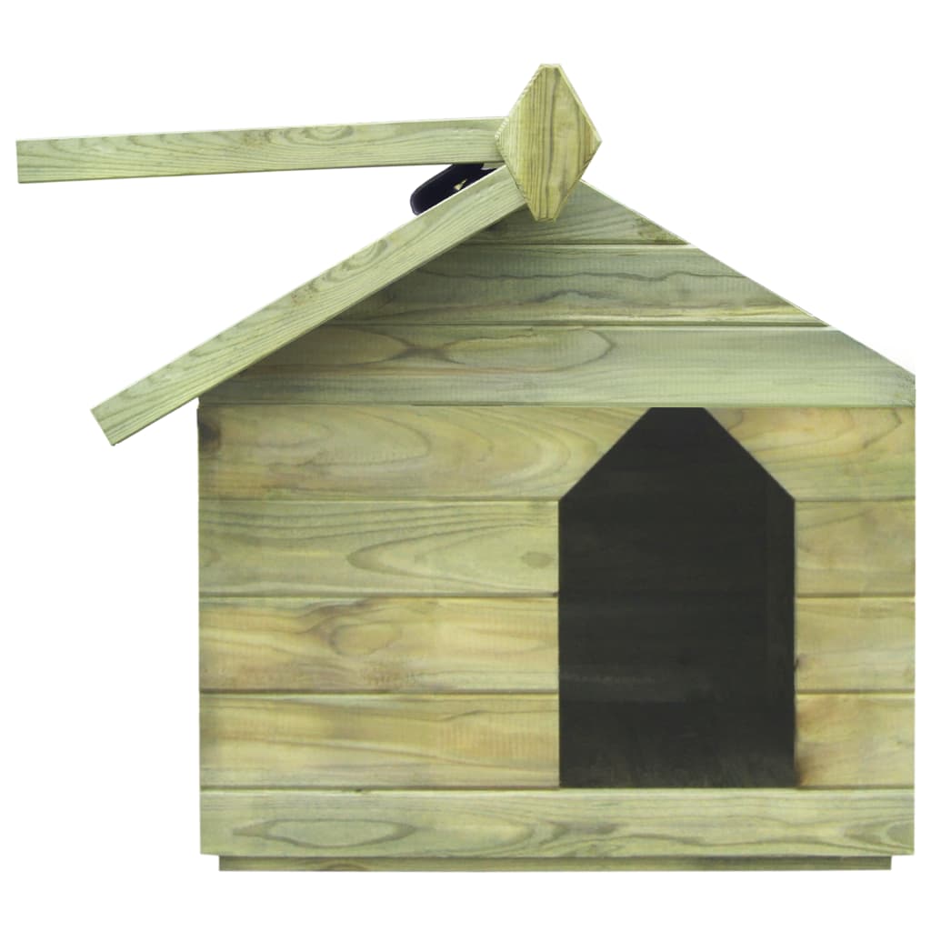 Niche d'extérieur en bois de pin imprégné avec toit ouvrant pour chien - 75x78x65 cm